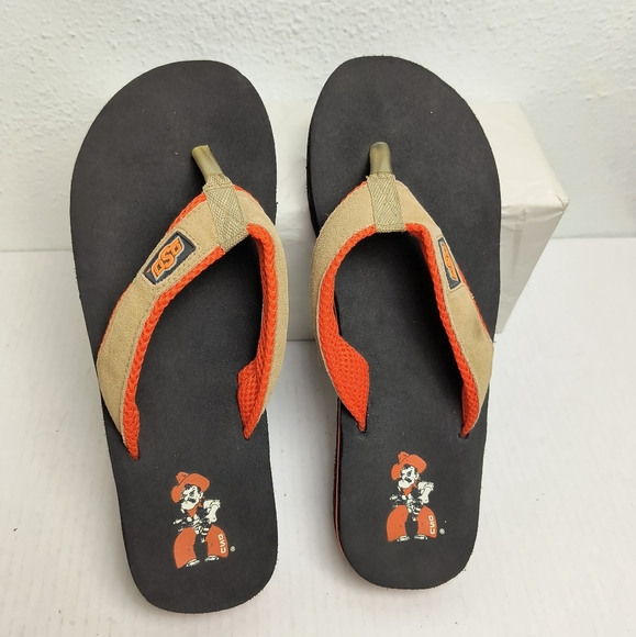 Orange and Black Flip-Flop Sandals with Sturdy Sole and Vibrant Straps Men\'s L main image 6